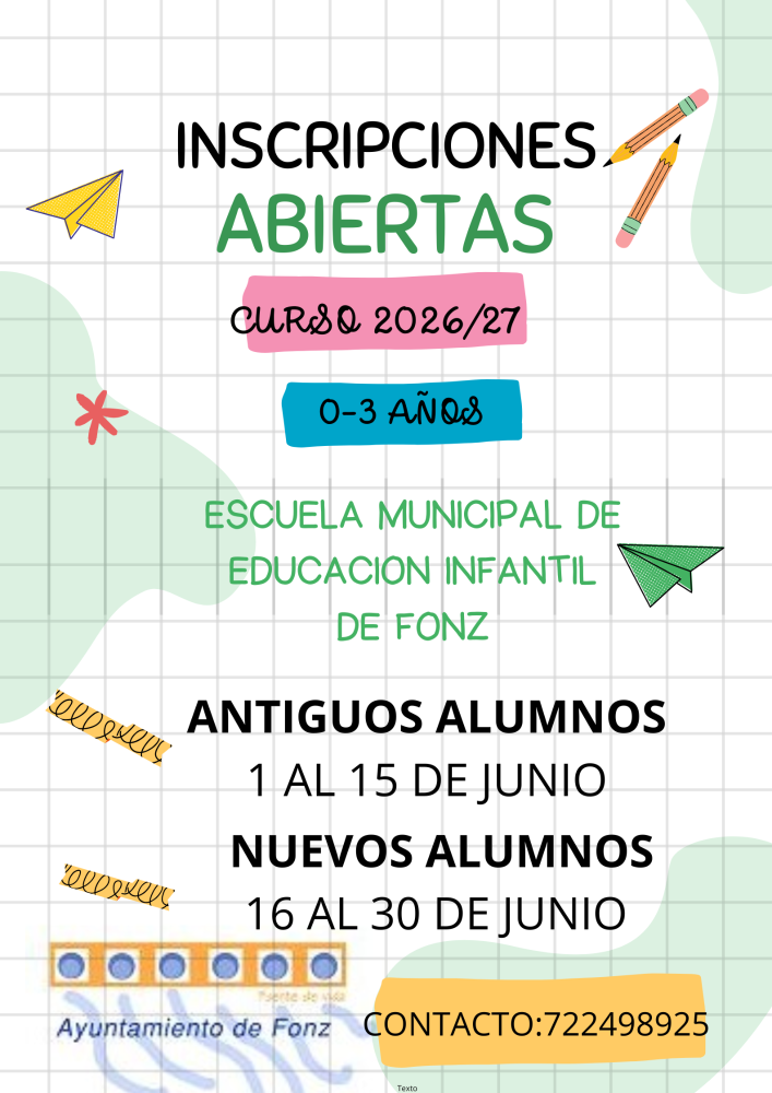 Imagen Abierto periodo de matriculación en la Escuela Municipal de Educación Infantil de Fonz.